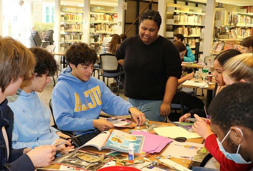 Students work on mood board project during visit by Camryn Garrett